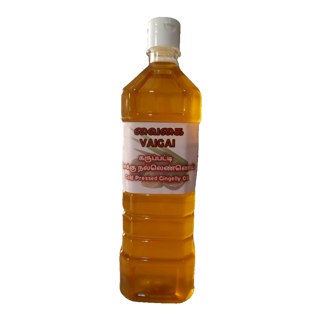 Karuppatti Chekku Nallennai – Cold Pressed Gingelly Oil – Palm Jaggery Added